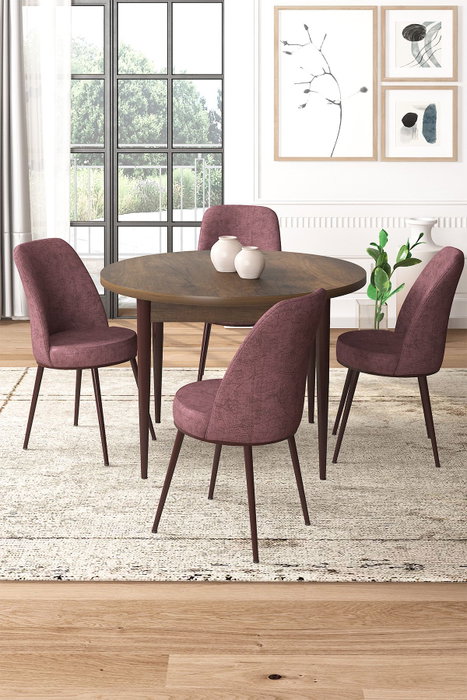 Hanah Home Juego de Mesa y Sillas de Comedor 5 Piezas Barroco y Rosa Polvoriento Tablero Partículas Melamina Metal Jerry